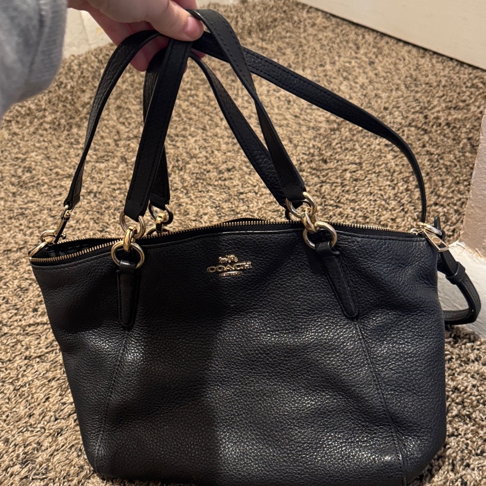 Coach Black Pebbled Leather Shoulder Bag